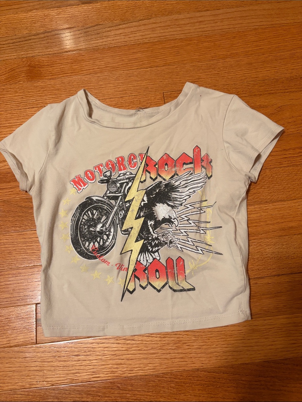 Windsor Cream Graphic Crop Top with Lightning Eagle